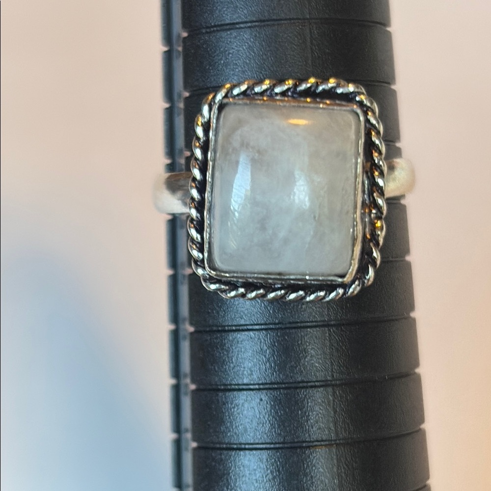 Elegant Silver and White Stone Ring